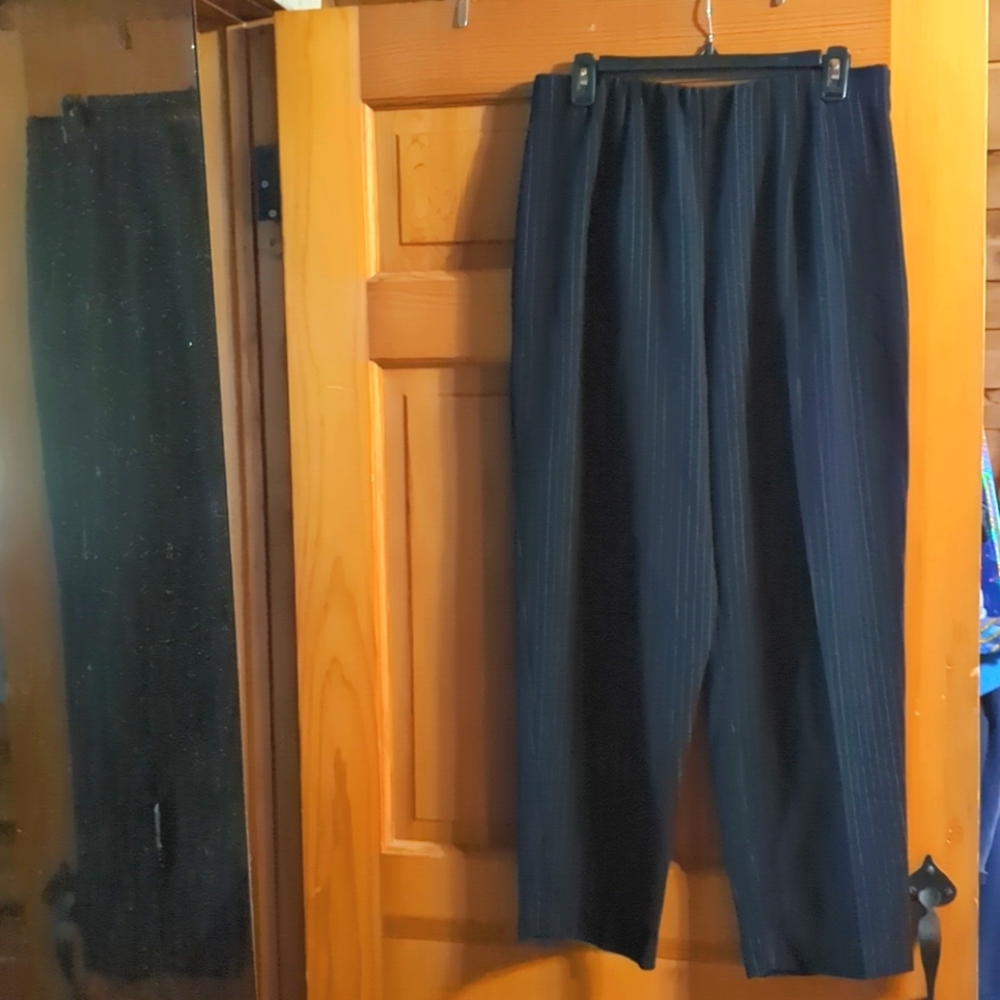 Black Pinstripe Ladies Pants 14P